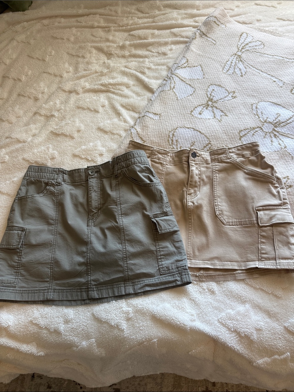 Hollister Olive Green & Beige Mini Skirts - Cargo Style